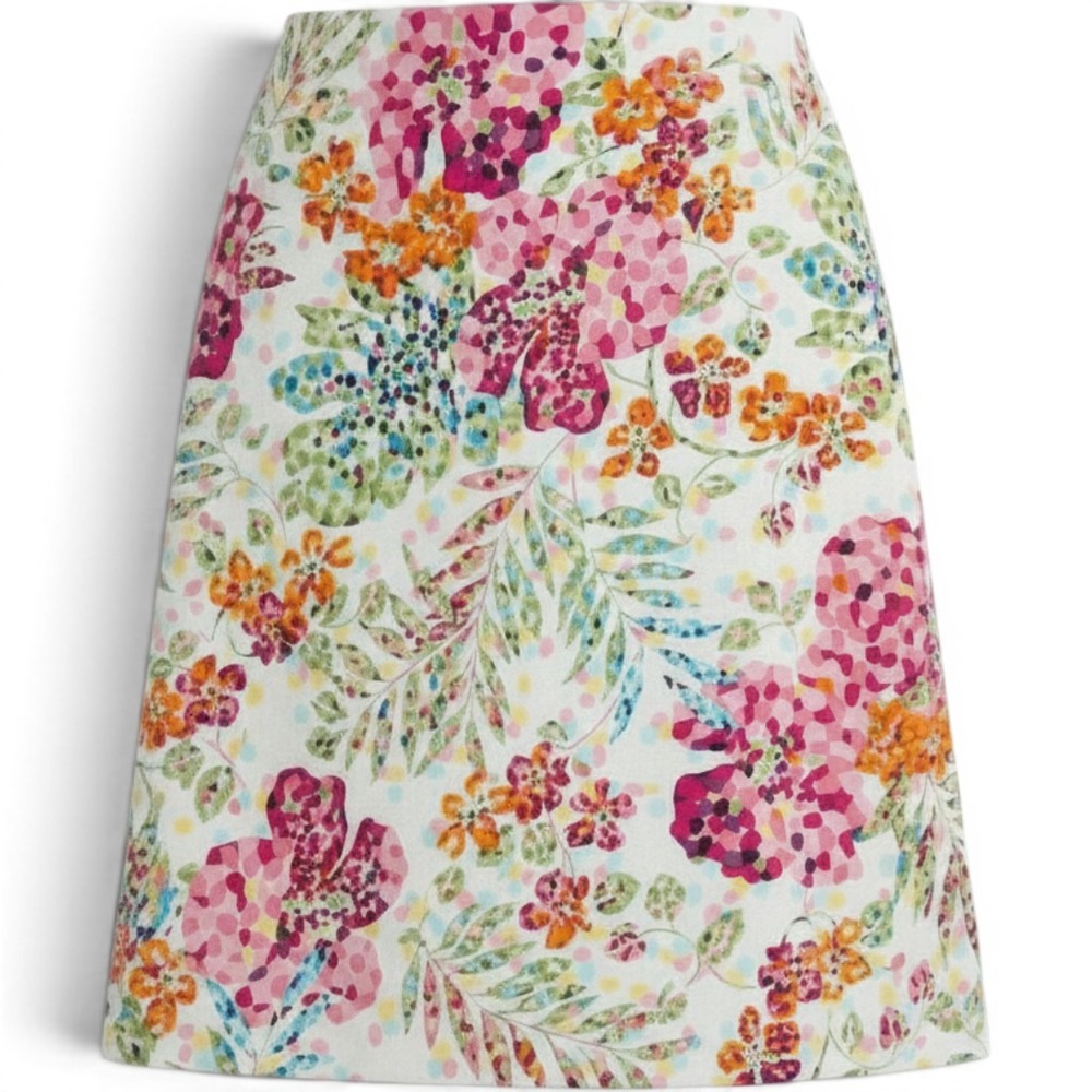Talbots Womens‎ •18• Floral A-Line Skirt Cottagecore Garden Party Pique Side Zip